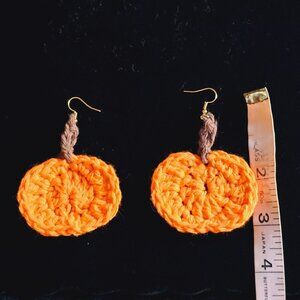 Pumpkin Crocheted Earrings
